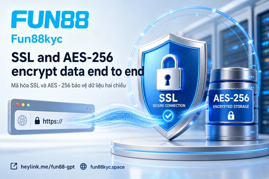 Mã hóa SSL và AES-256 Fun88 bảo vệ dữ liệu đường truyền và lưu trữ
