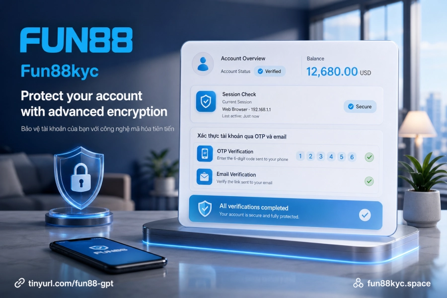 Xác thực OTP email đăng ký Fun88 phương thức bảo mật tài khoản