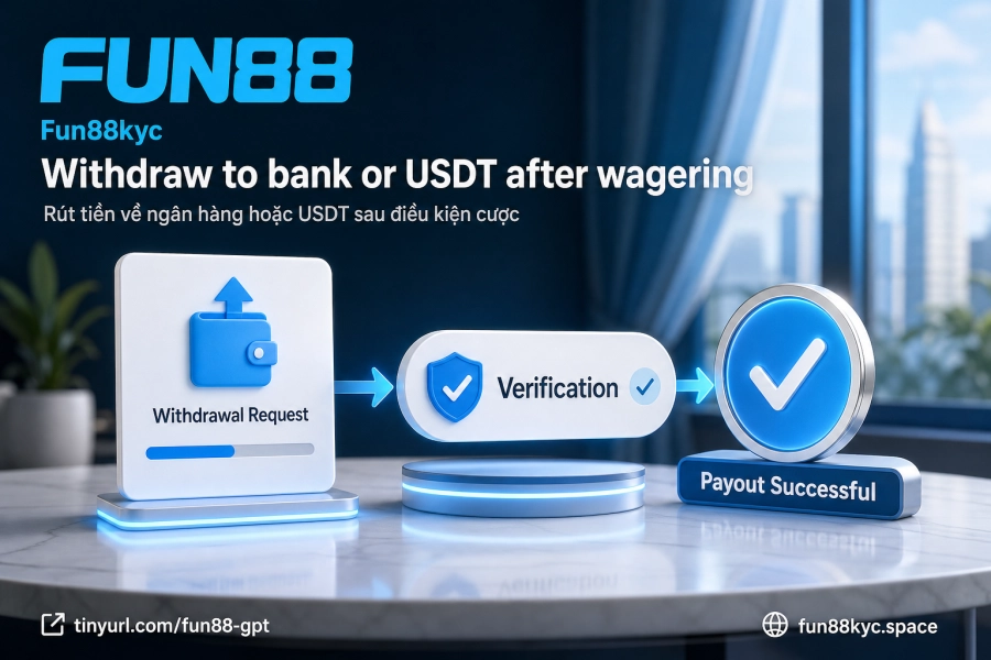 Rút tiền casino Fun88 ngân hàng nội địa USDT điều kiện vòng cược