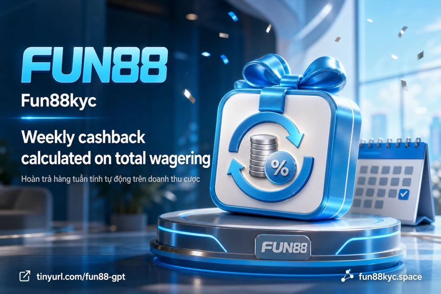 Hoàn trả live casino Fun88 hàng tuần 0.5 đến 1.5 phần trăm doanh thu cược